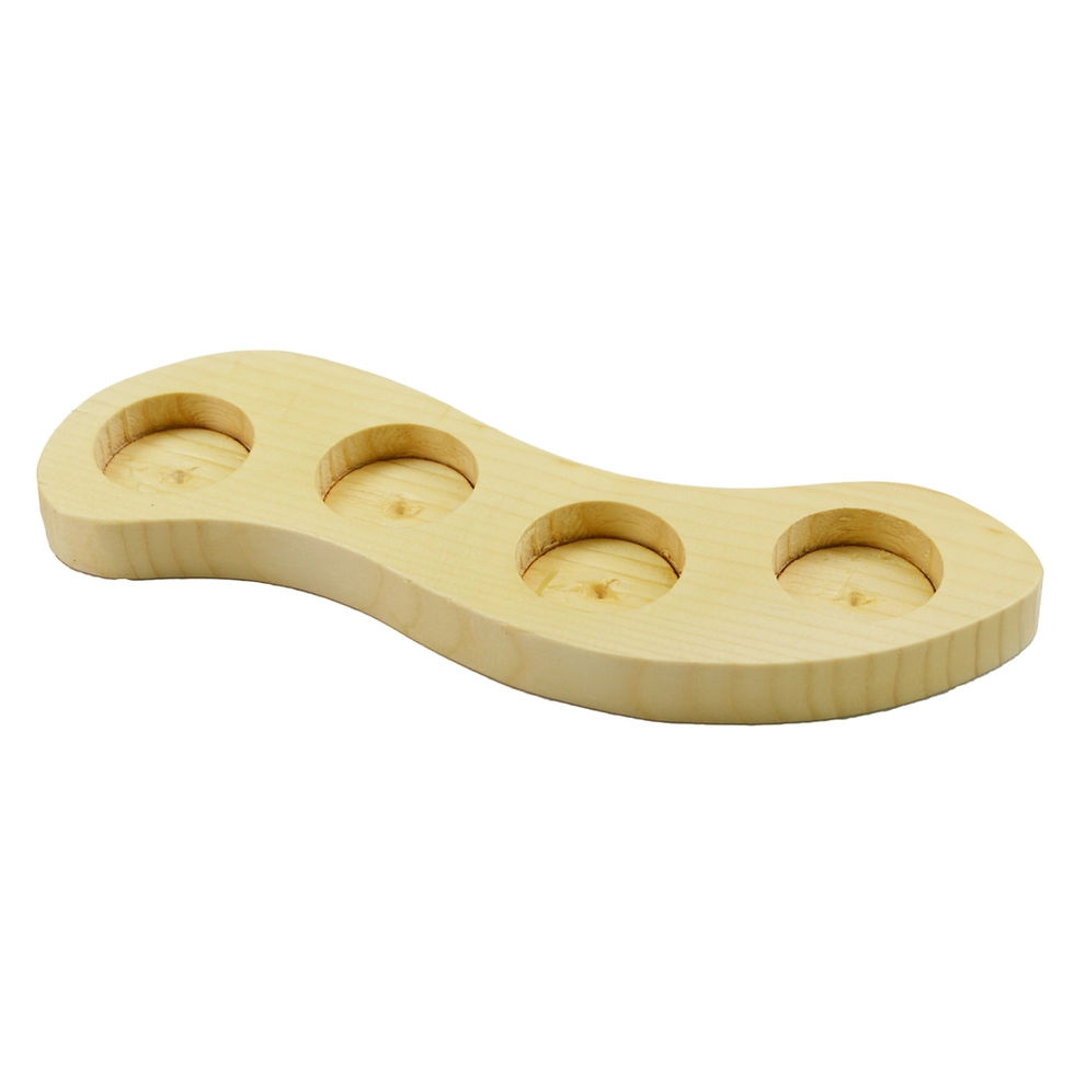 Curved wooden tealight holder with three candle spaces