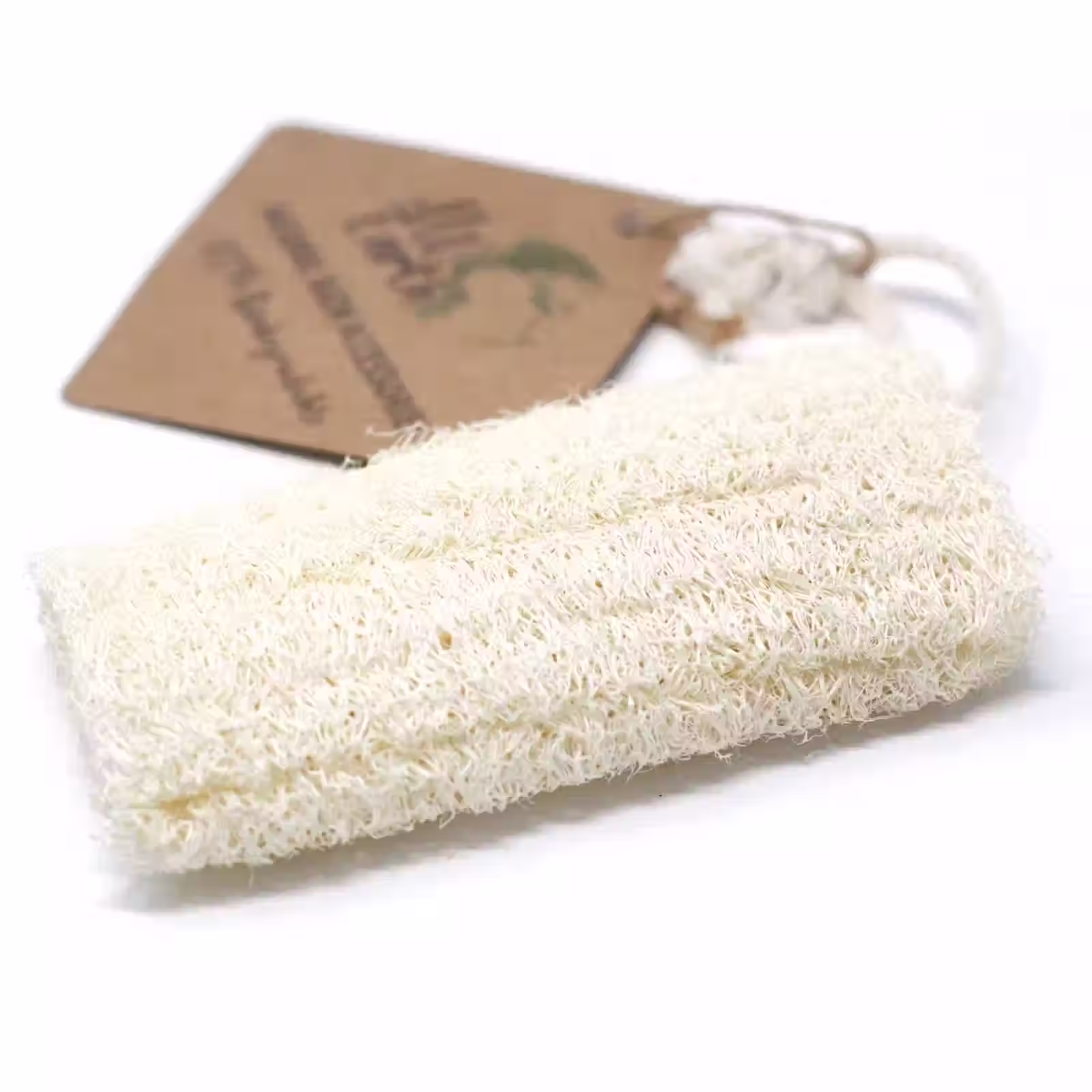 Natural loofah body scrub on rope for bath and shower
