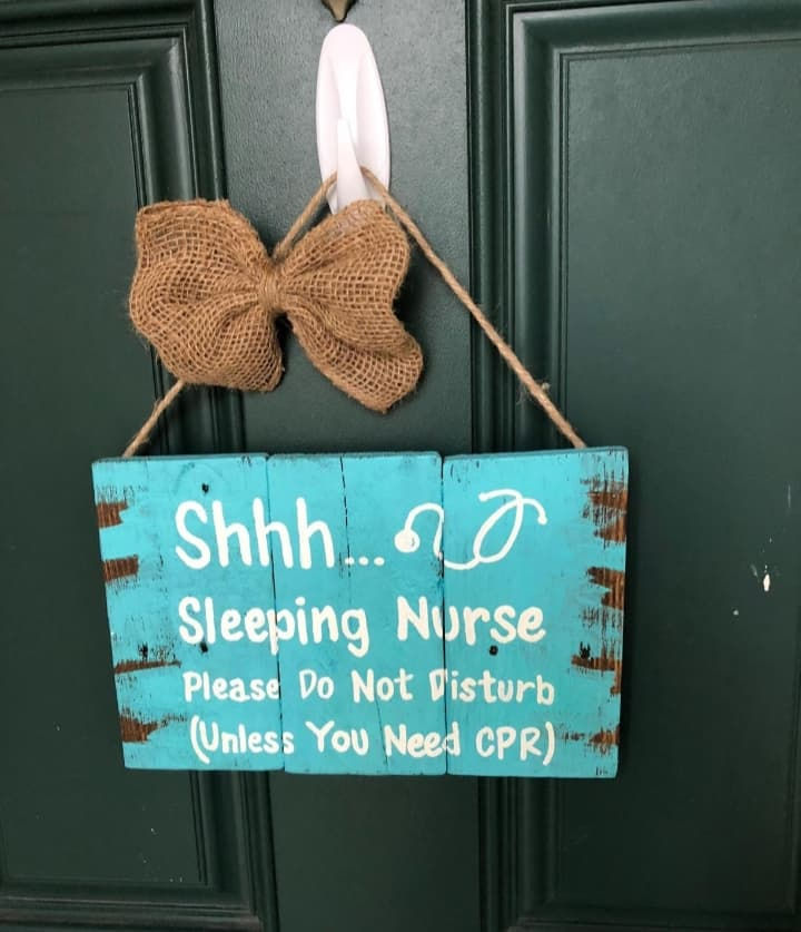 Thumbnail: Shhh Sleeping Nurse Please Don't Disturb Unless You Need CPR Front Door Hanger