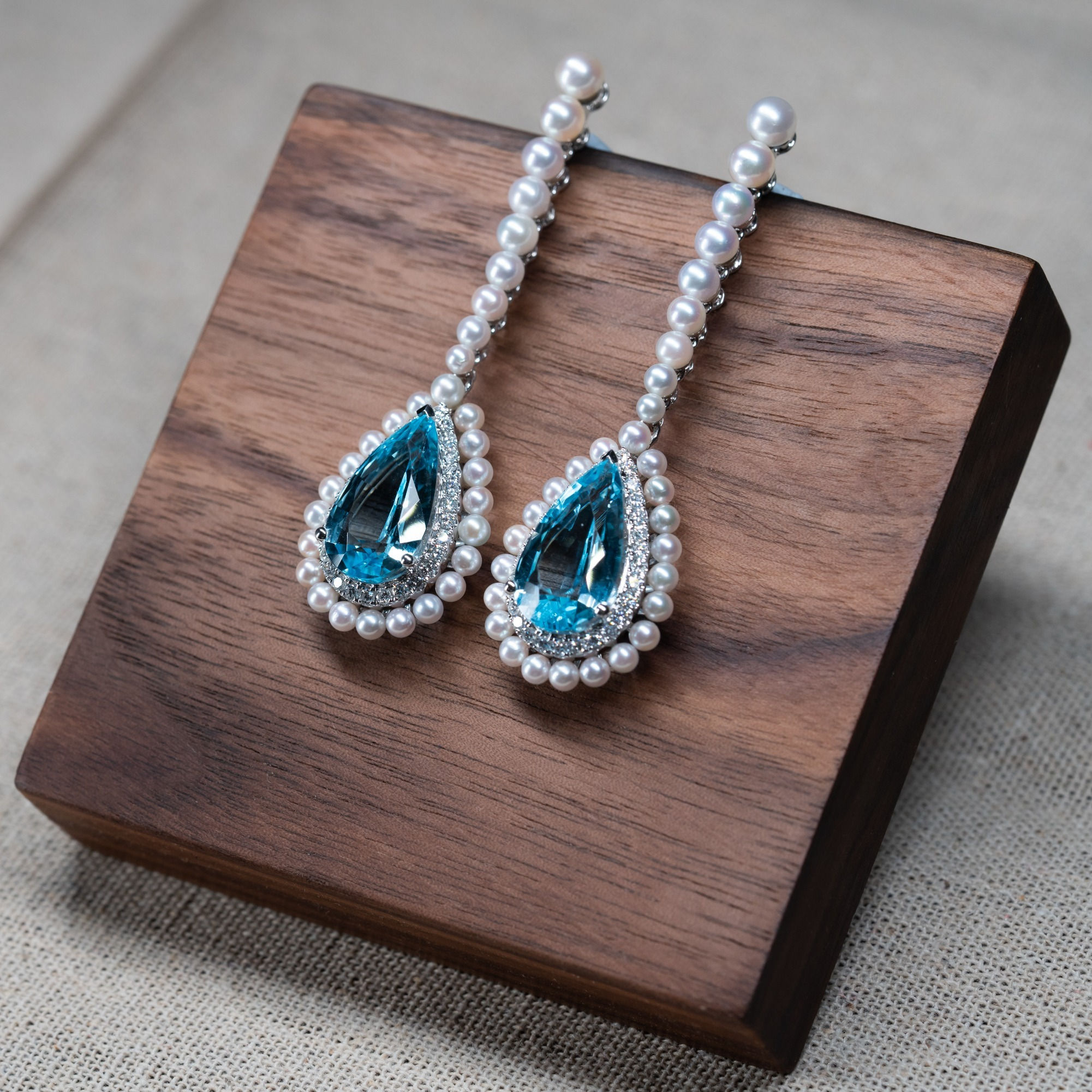 16.673ct Topaz & Akoya Pearl Earrings