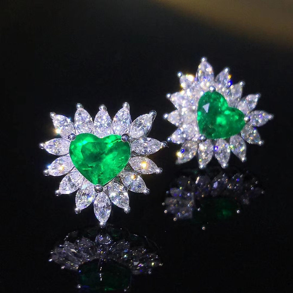 Heart Shaped Emerald Earrings 2.12ct