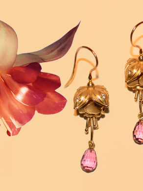 A Graceful pairing of Fuchsia Flowers and Rubellite Tourmaline Earrings