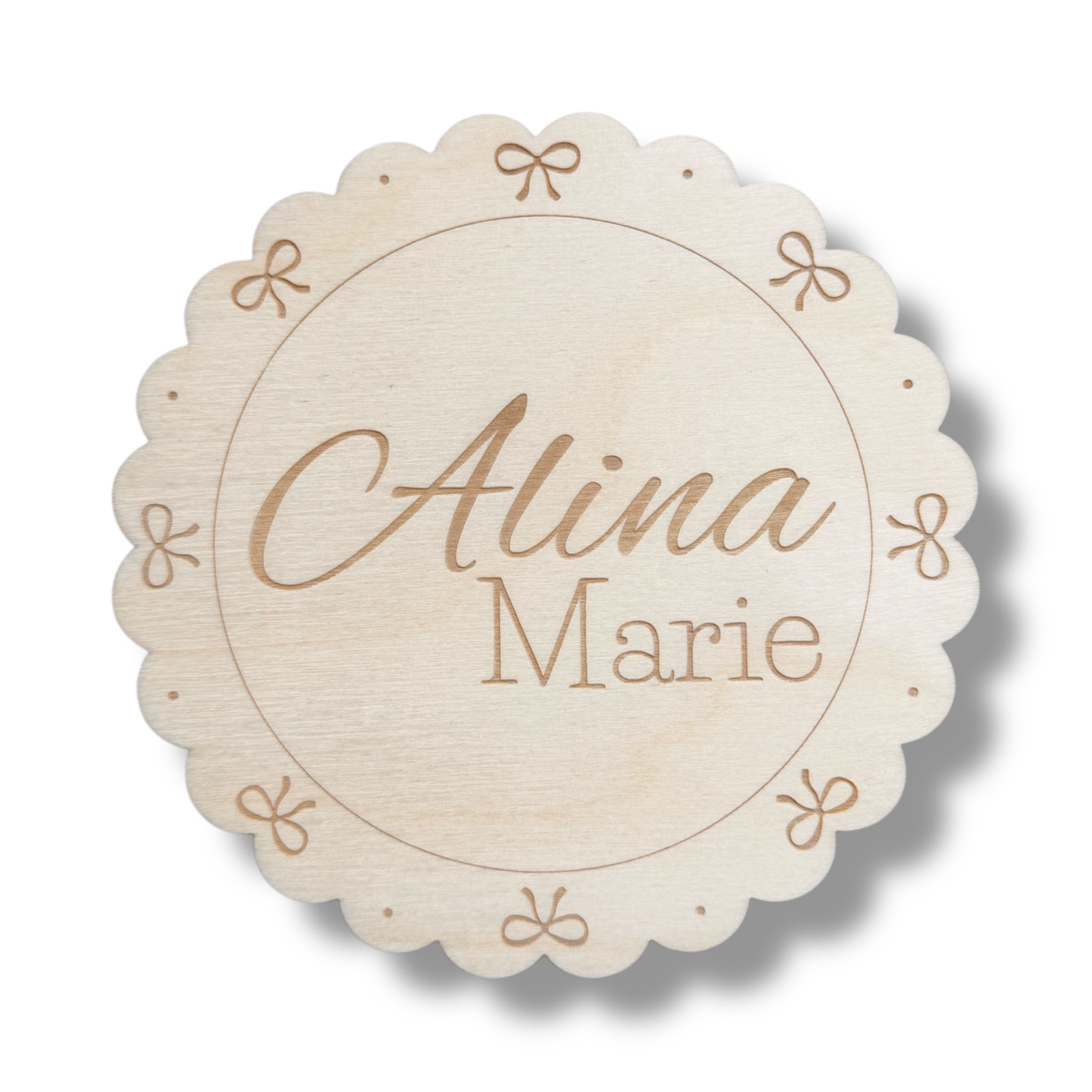 Scalloped Baby Name Announcement