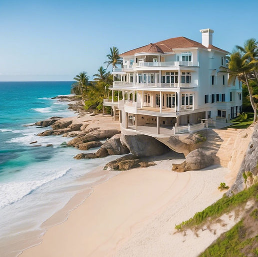 Beach Mansion overlooking the ocean with clear waters and a breezy sky.jpg