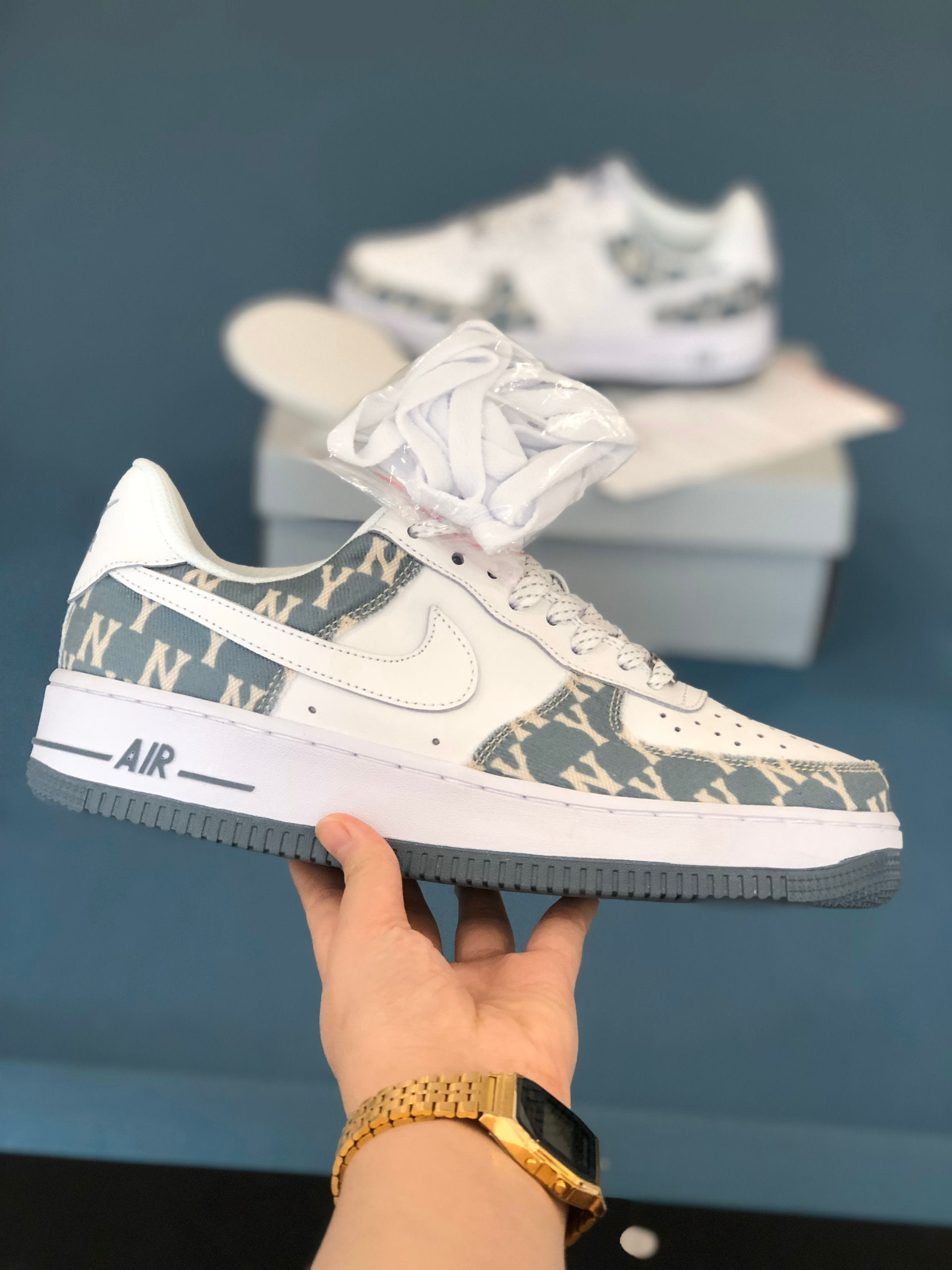 W07 Nike AF1 NY Xám Xanh (SC)