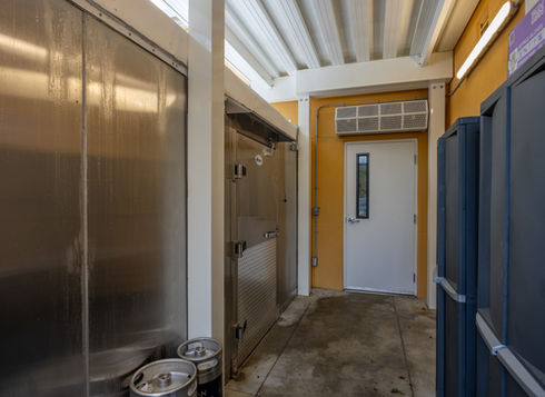 Commercial storage with steel refrigerators, kegs