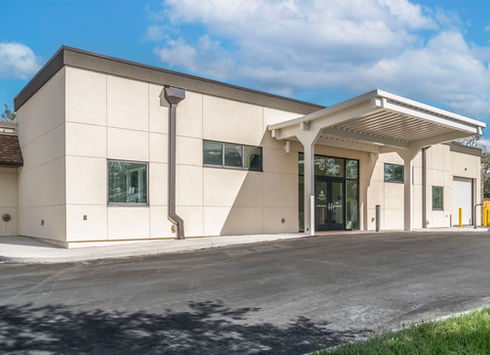 Modern CSU entrance and covered drop-off area