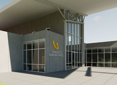 Rendering of office building entrance