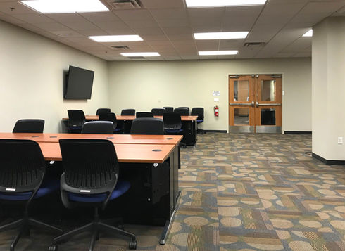 Empty university computer workstation