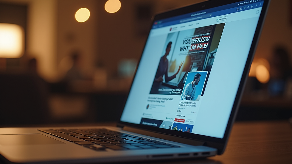 Close-up view of a laptop screen showing a high-converting social media ad