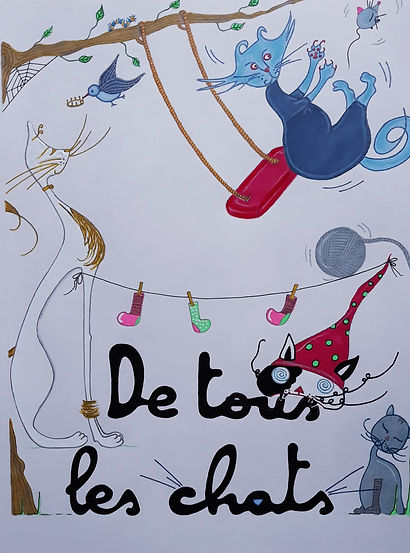 Version 2 couverture du livre jeunesse "De tous les chats" par Christelle Paillery/mademoiselle grandes jambes