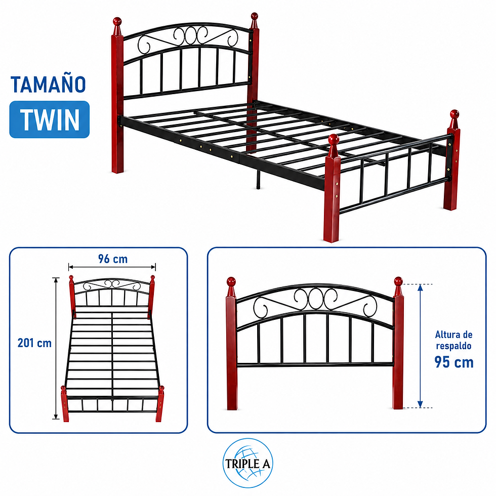Miniatura: Cama de metal con madera Twin / Full / Queen