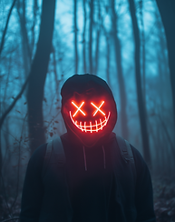 bitchqueenhsgirl_a_man_in_the_woods_wearing_a_neon_purge_mask_n_5061b697-dd1e-419c-9dc9-49