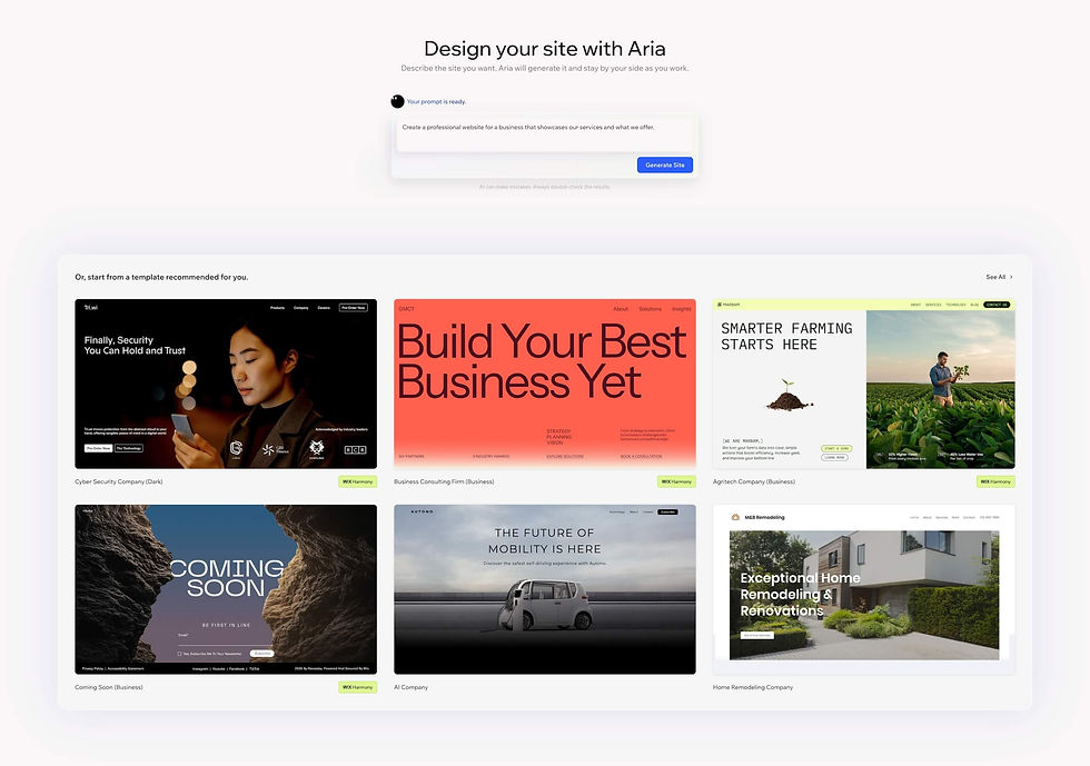 Wix Harmony Editor review showing AI assisted layout and content creation