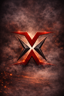 x logo red and grey