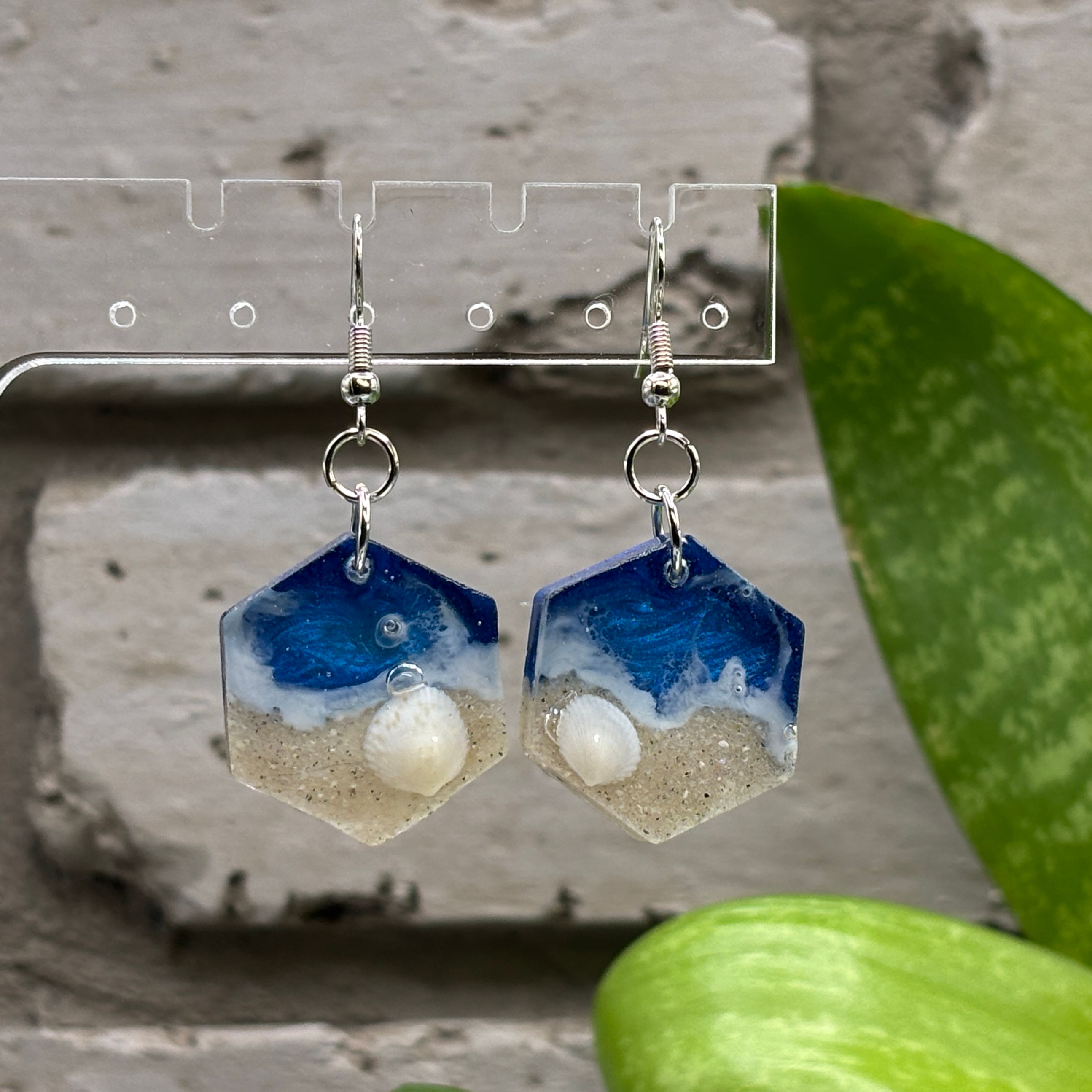 Ocean Wave Hexagon Earrings