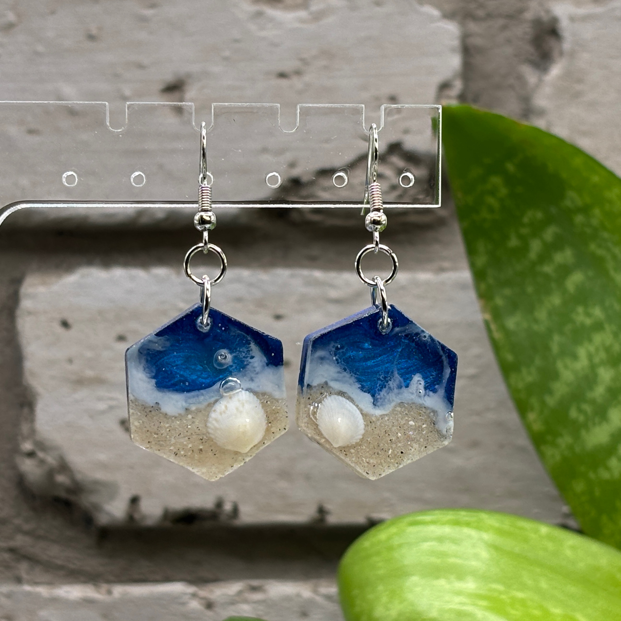 Ocean Wave Hexagon Earrings