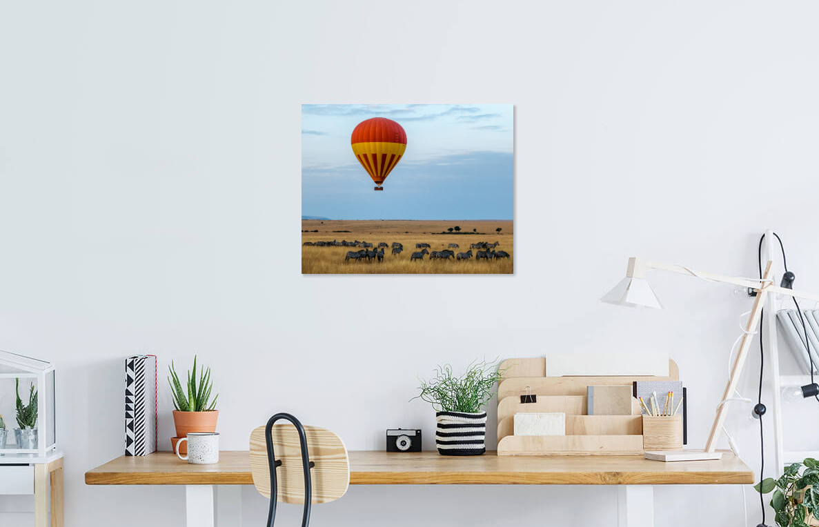 "Hot Air Balloon over the Savannah" - Zebra Print