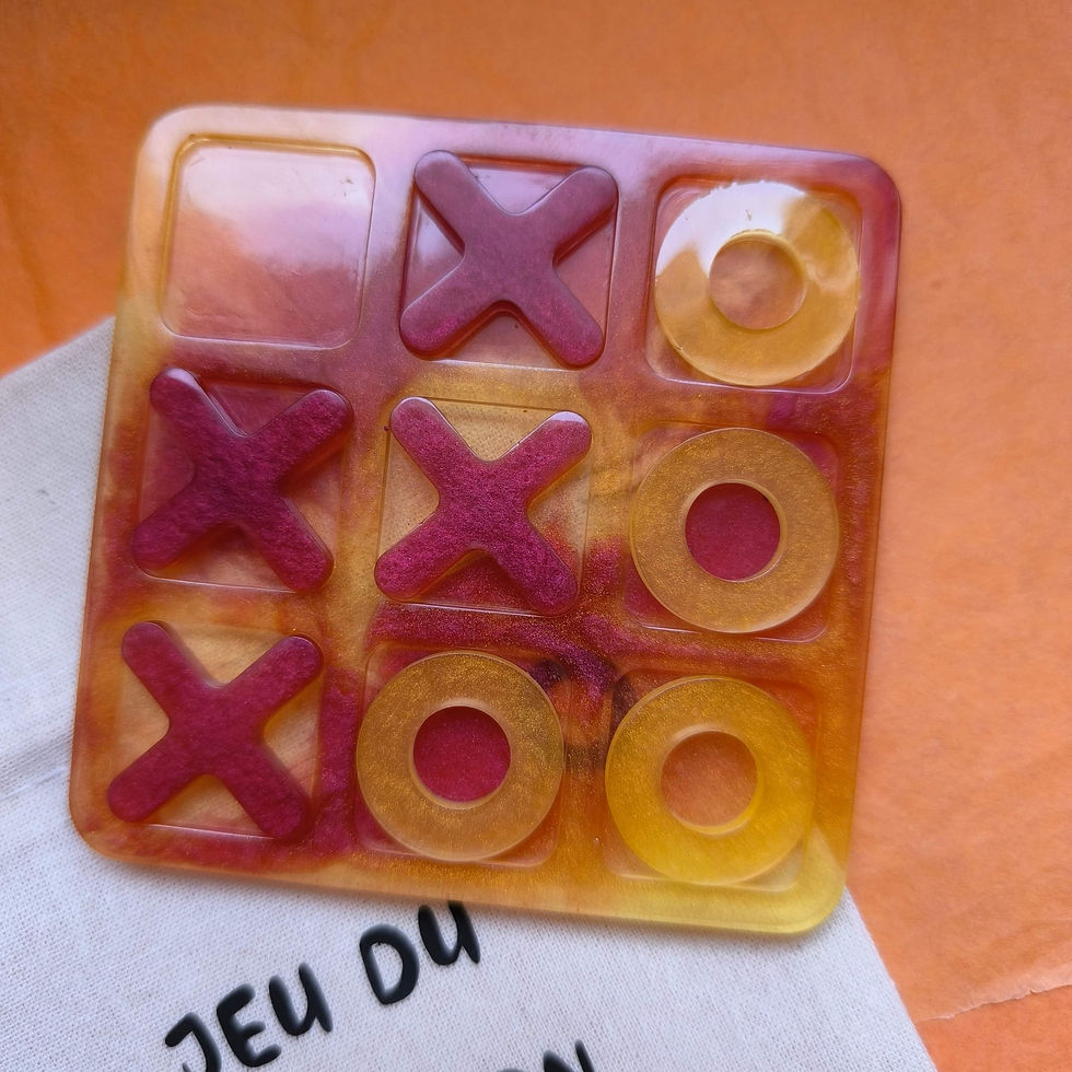 Miniatura: Jeu de morpion en resine marbrer jaune et rouge fait main
