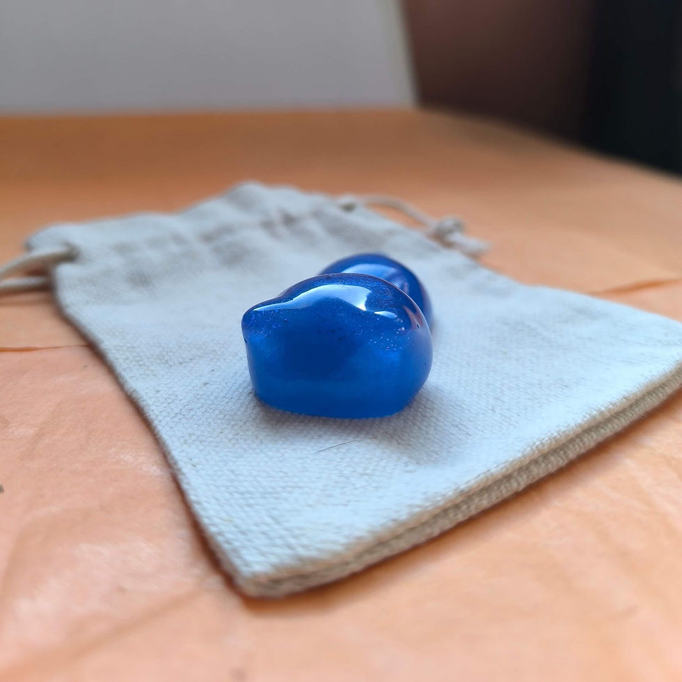 Miniatura: Mini chat de poche en resine bleu foncé figurine artisanale