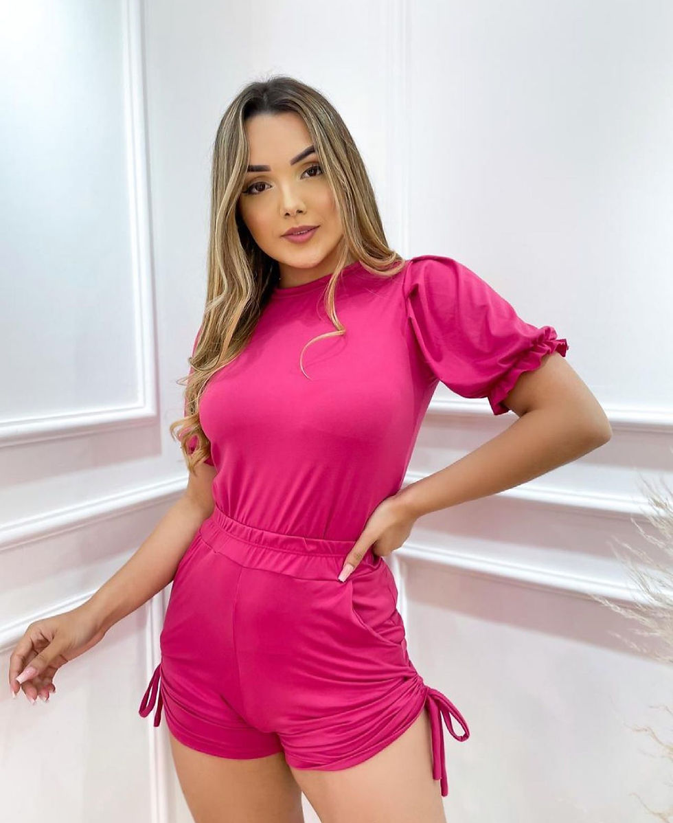 Miniatura: Conjunto Bermuda e Blusa Manga Fofa💟