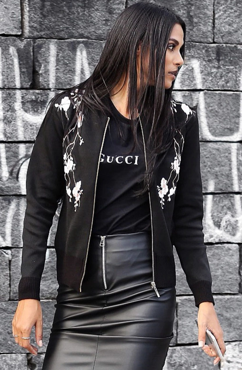 Jaqueta Bomber Tricot Bordada 💟