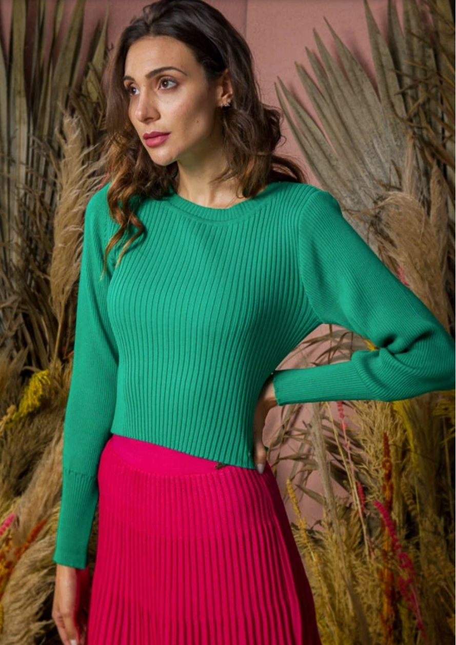 Miniatura: Blusa Tricot Cropped Manga Bufante💟