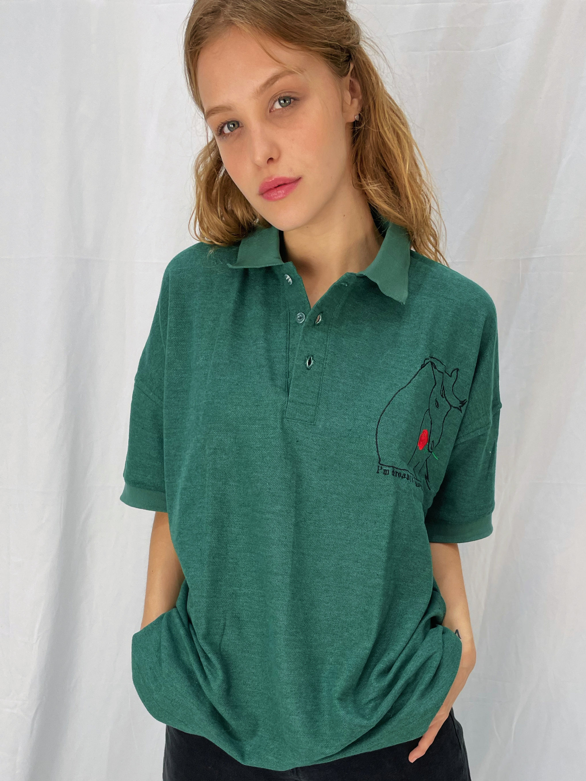 Oversized polo t-shirt in green