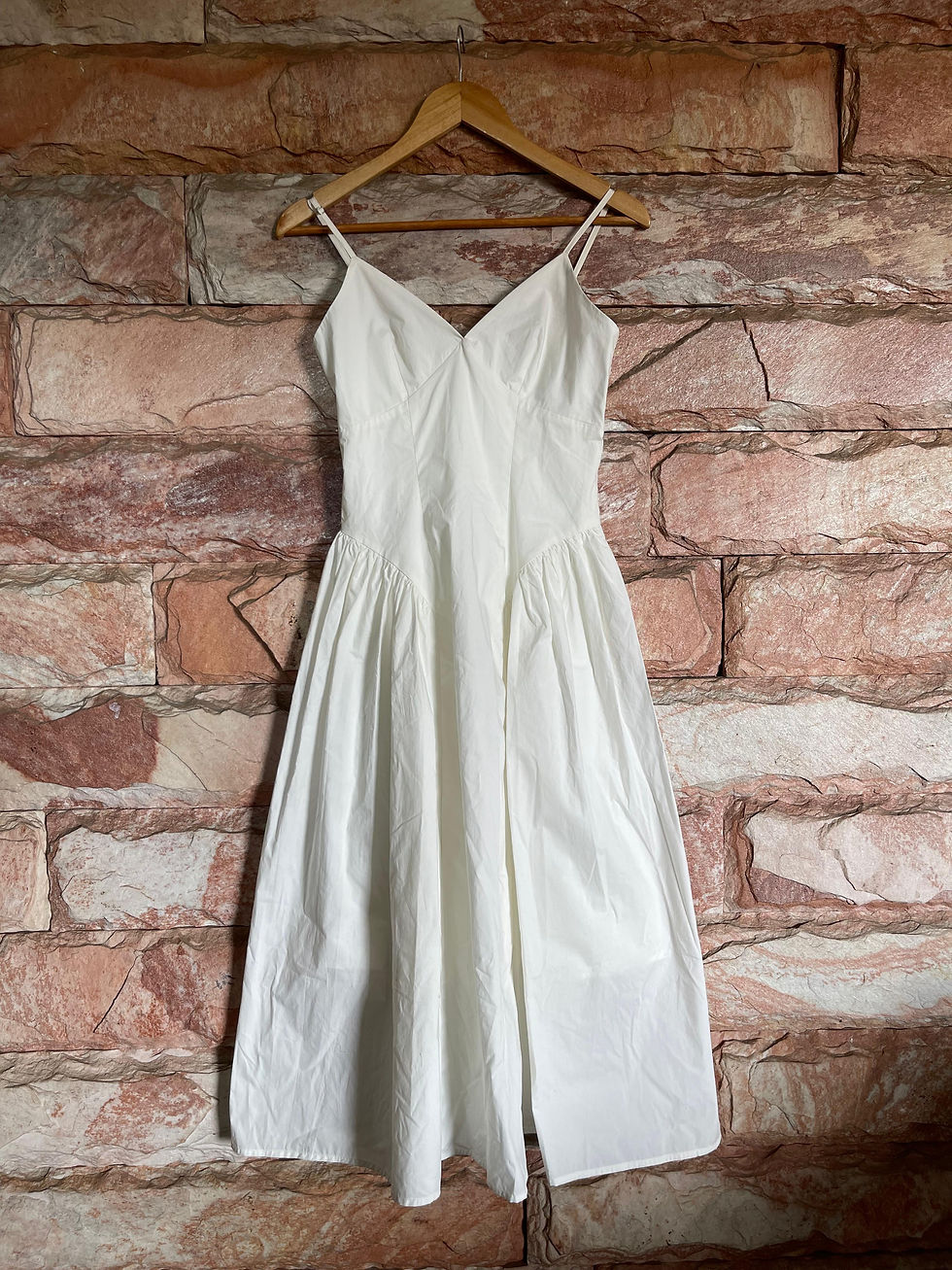 Miniatura: Vestido Midi Recorte Acinturado Branco Novo