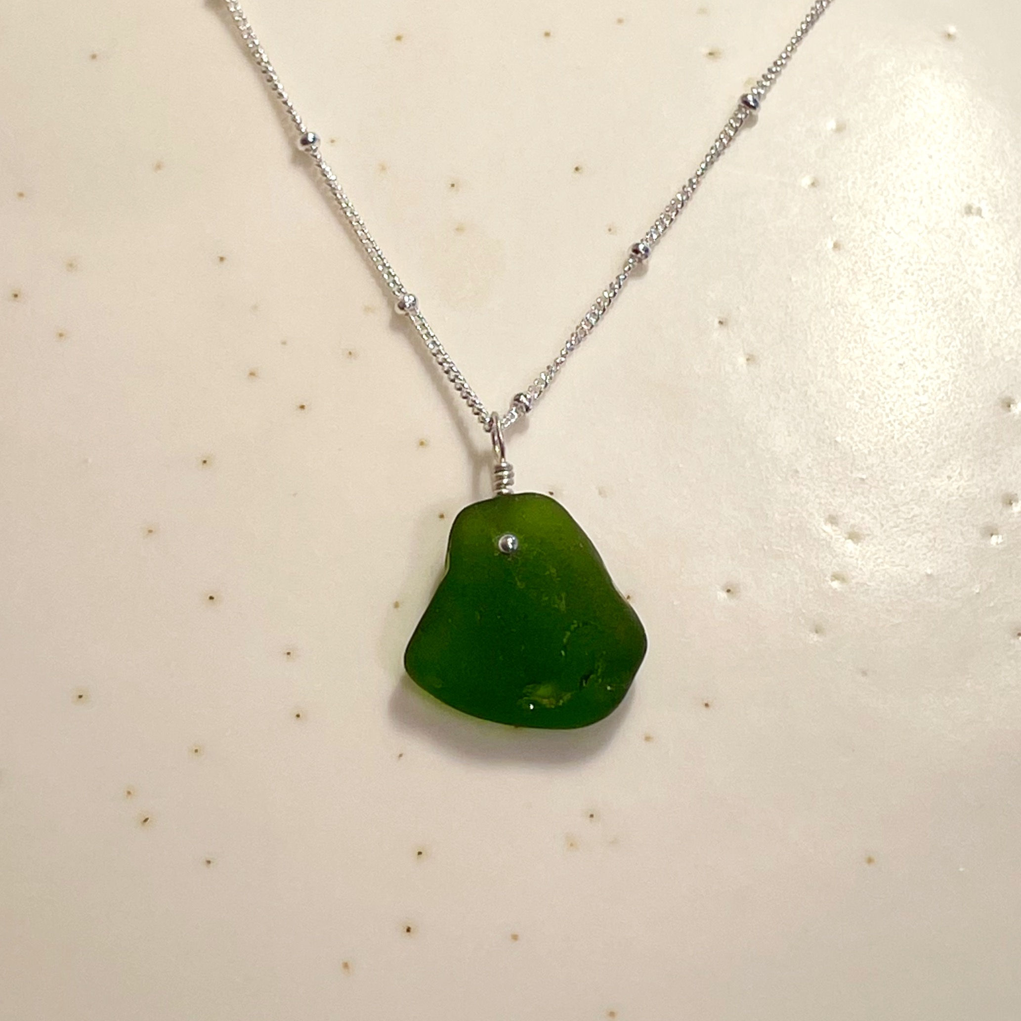 Dark Green Seaglass Necklace