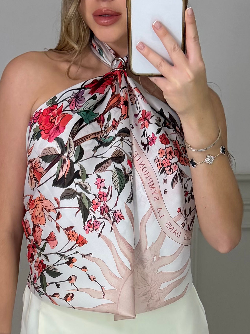 Thumbnail: CD Flower Moon 90cm Scarf Top - Powder Pink