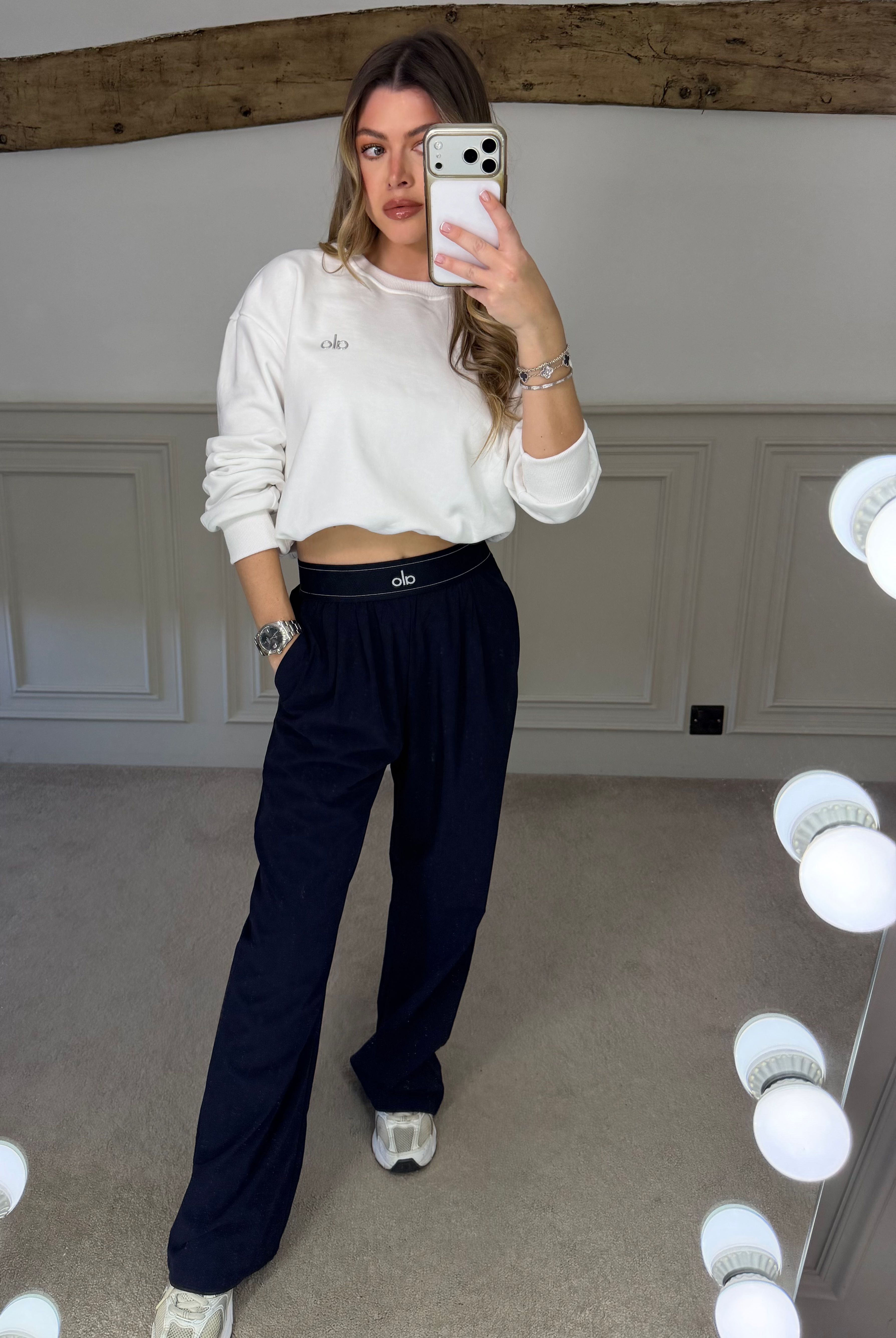 YOGA Navy Suit Up Pants with Waistband & Reflective Icon 