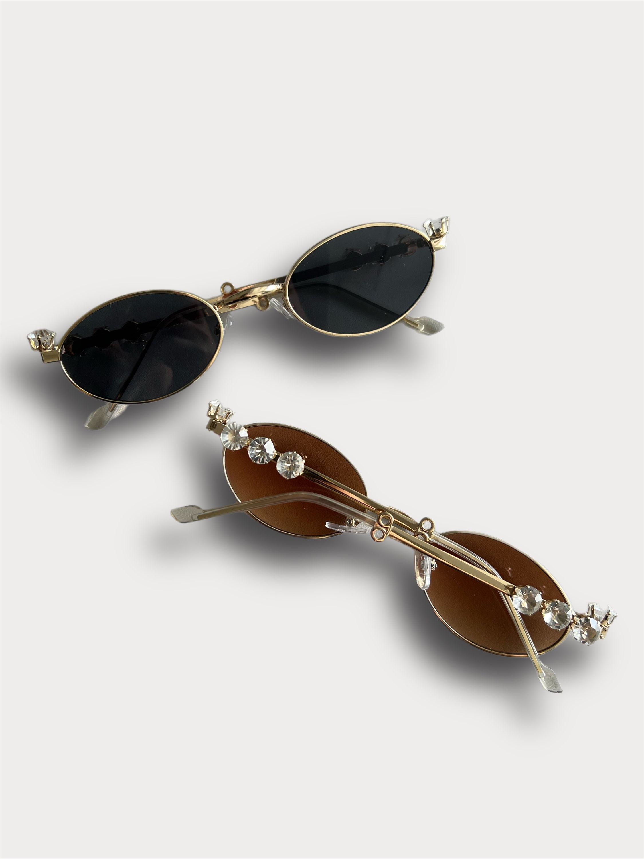 GM Round Diamonte Gold Frame Sunglasses 