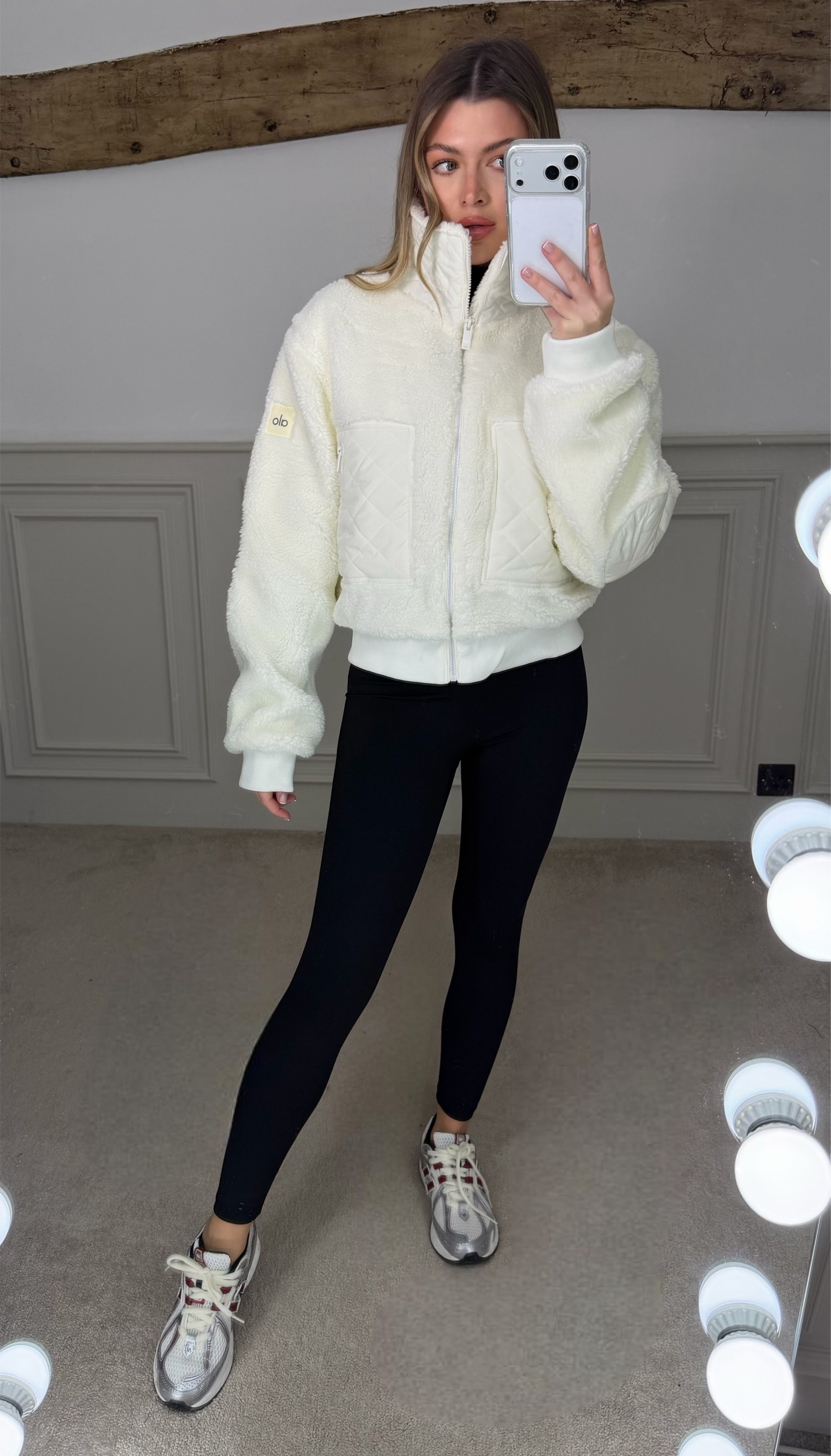 YOGA White Fluffy Fleece Pilot Jacket