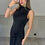 Thumbnail: Black Slinky Knotted Self Tie Dress