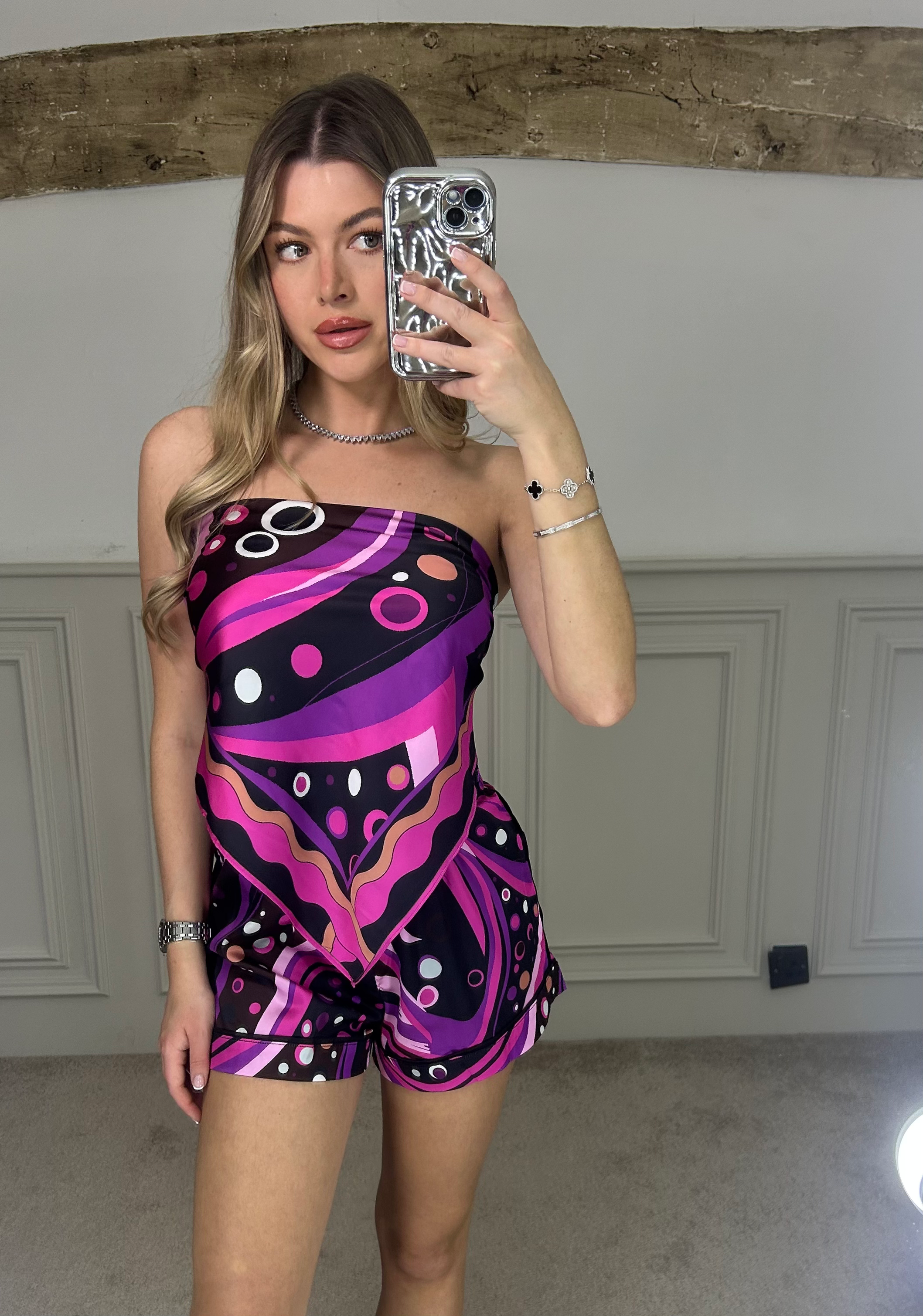 EMILIO Purple & Fushia 90cm Scarf  