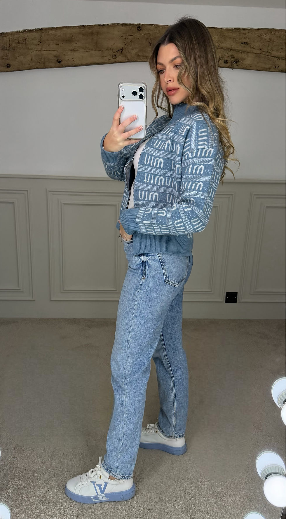 Thumbnail: MUI Blue Zip Up Cardigan - LIMITED