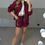 Thumbnail: MIU Burgundy Jacket & Short SET - LIMITED 