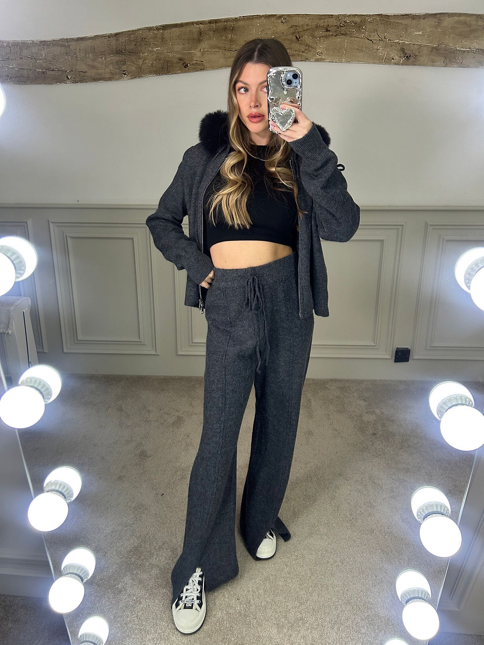 Thumbnail: Dark Grey Fur Hooded Tracksuit - Limited