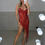 Thumbnail: DIAMONTE Red Mesh Asymmetric Dress 