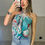 Thumbnail: H Teal & Navy Silk Scarf Top