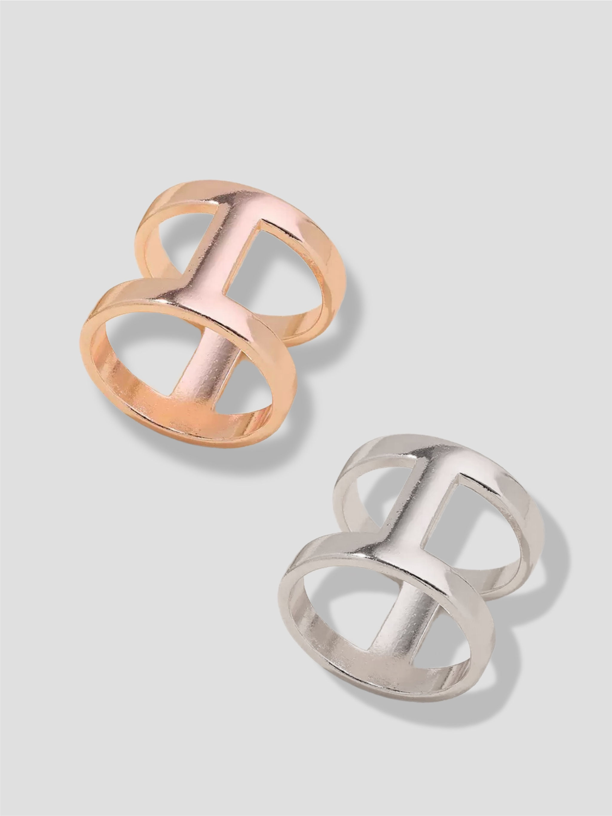 H Metal Silver & Rose Gold Scarf Rings 