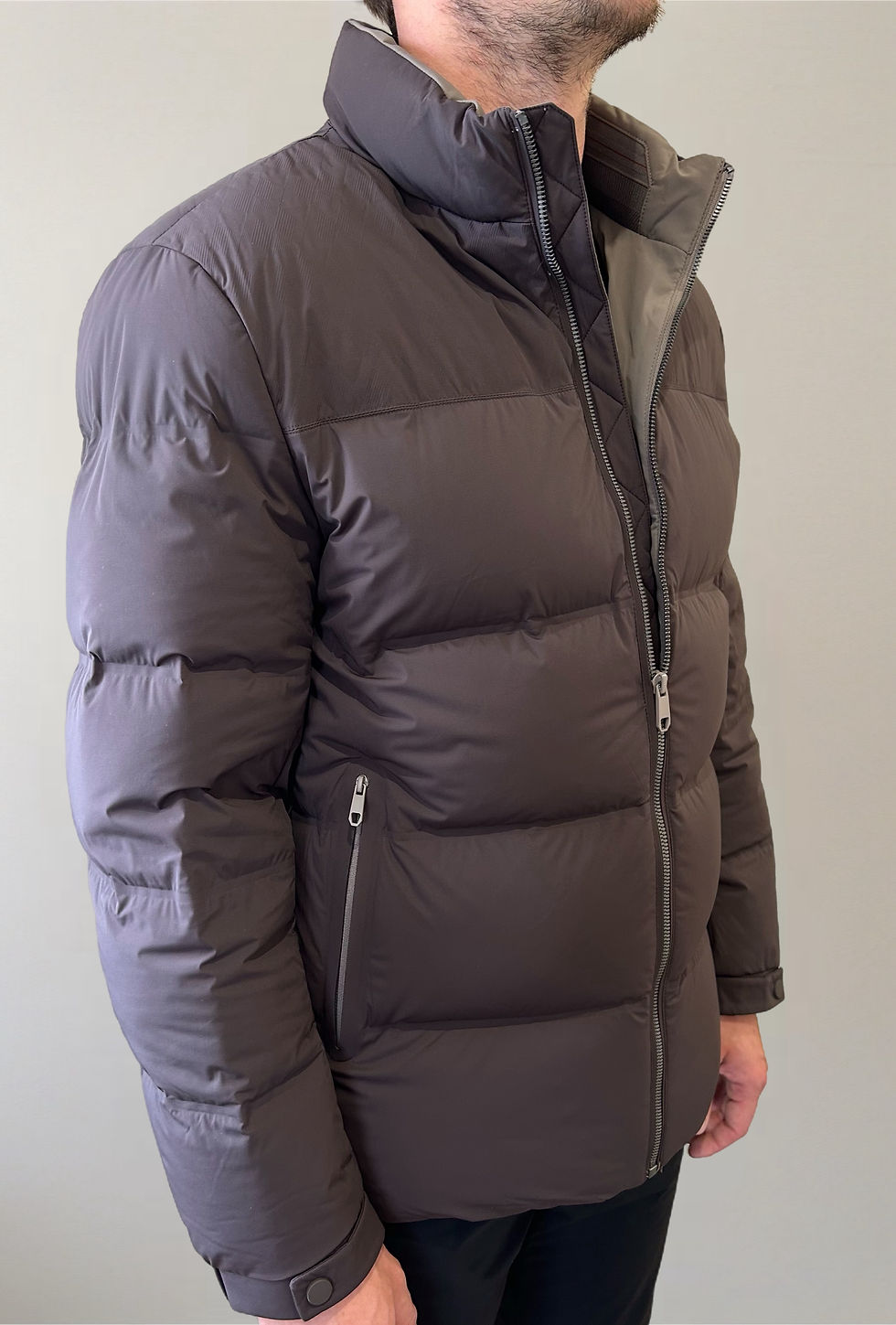 Thumbnail: MENS Fitted Waterproof Coat in Mocha with Seamless Zip 