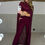Thumbnail: Burgundy Sheer Chiffon Cape 