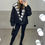 Thumbnail: Black Puffer Coat & Gloves with Rabbit Fur Hood - LIMITED