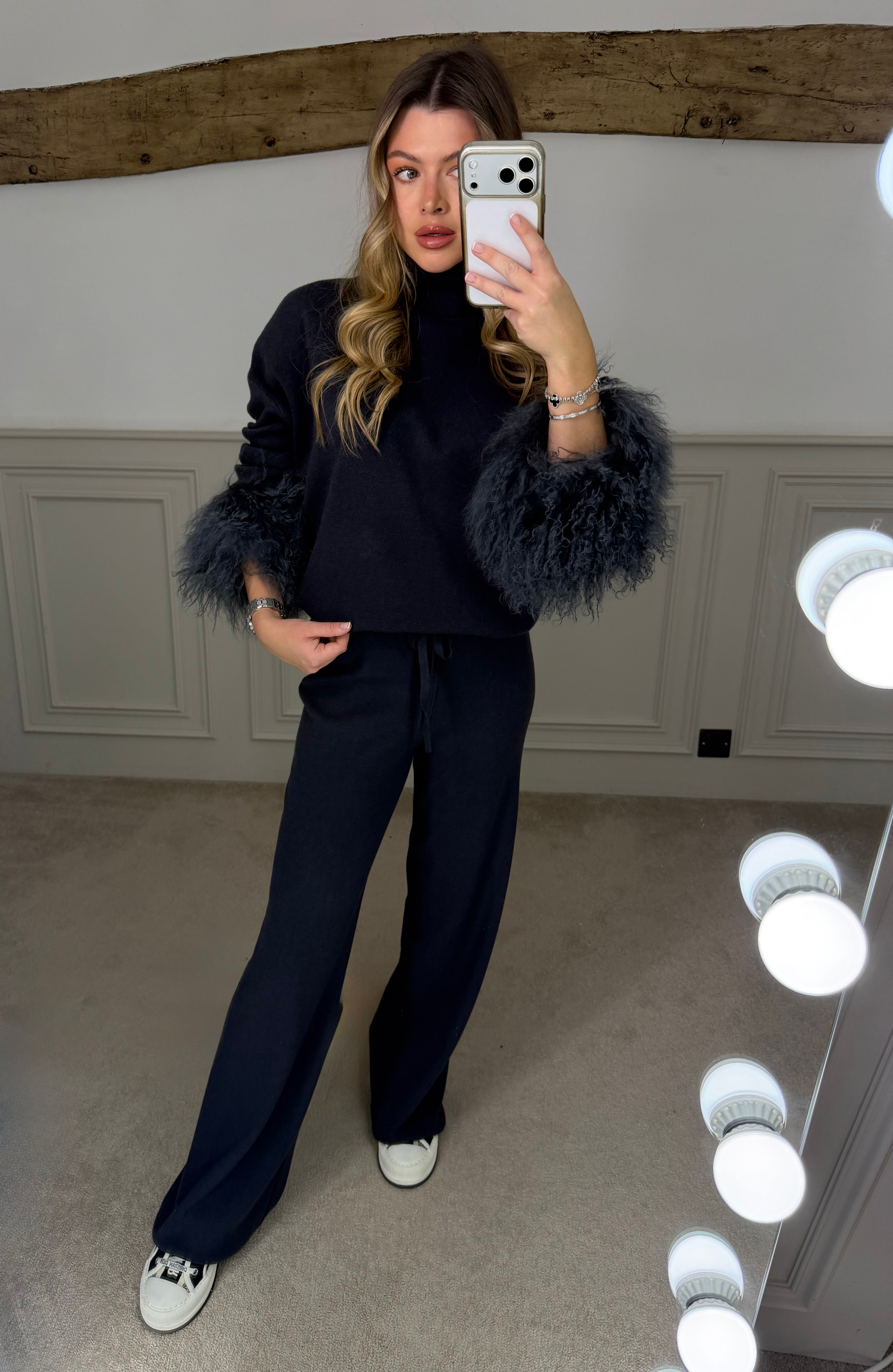 Dark Grey Mongolian Fur Luxury Tracksuit - LIMITED