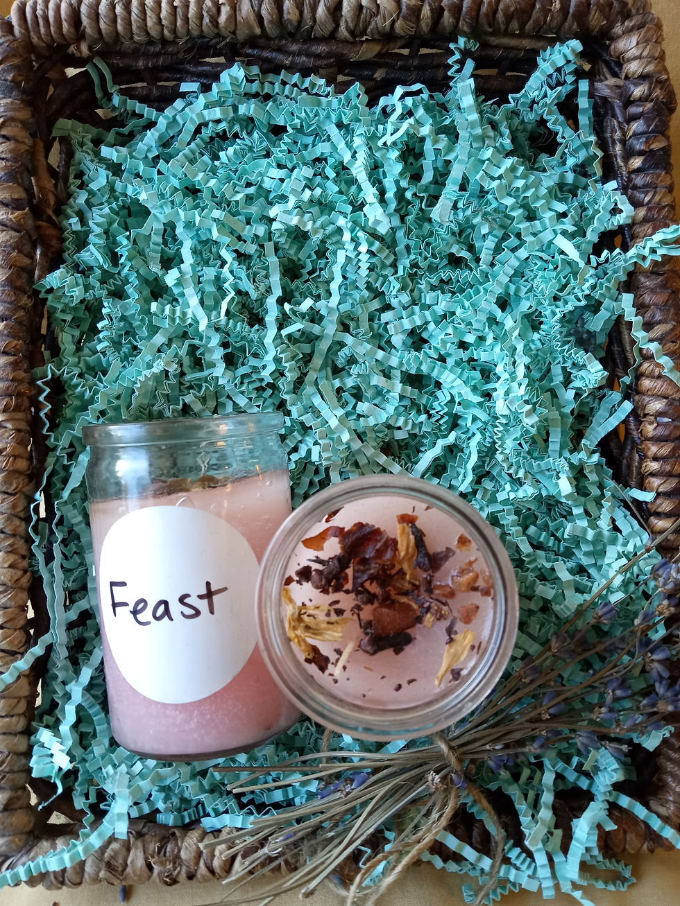 Small pink Feast candle