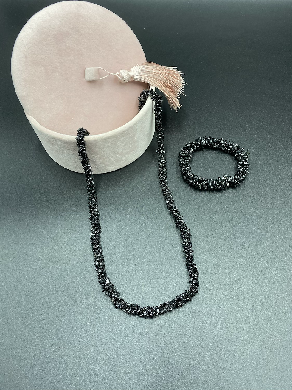 Black Spinel Nugget Necklace and Bracelet