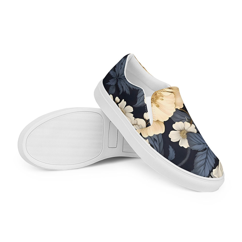 Thumbnail: Dark Floral - Men’s slip-on canvas shoes