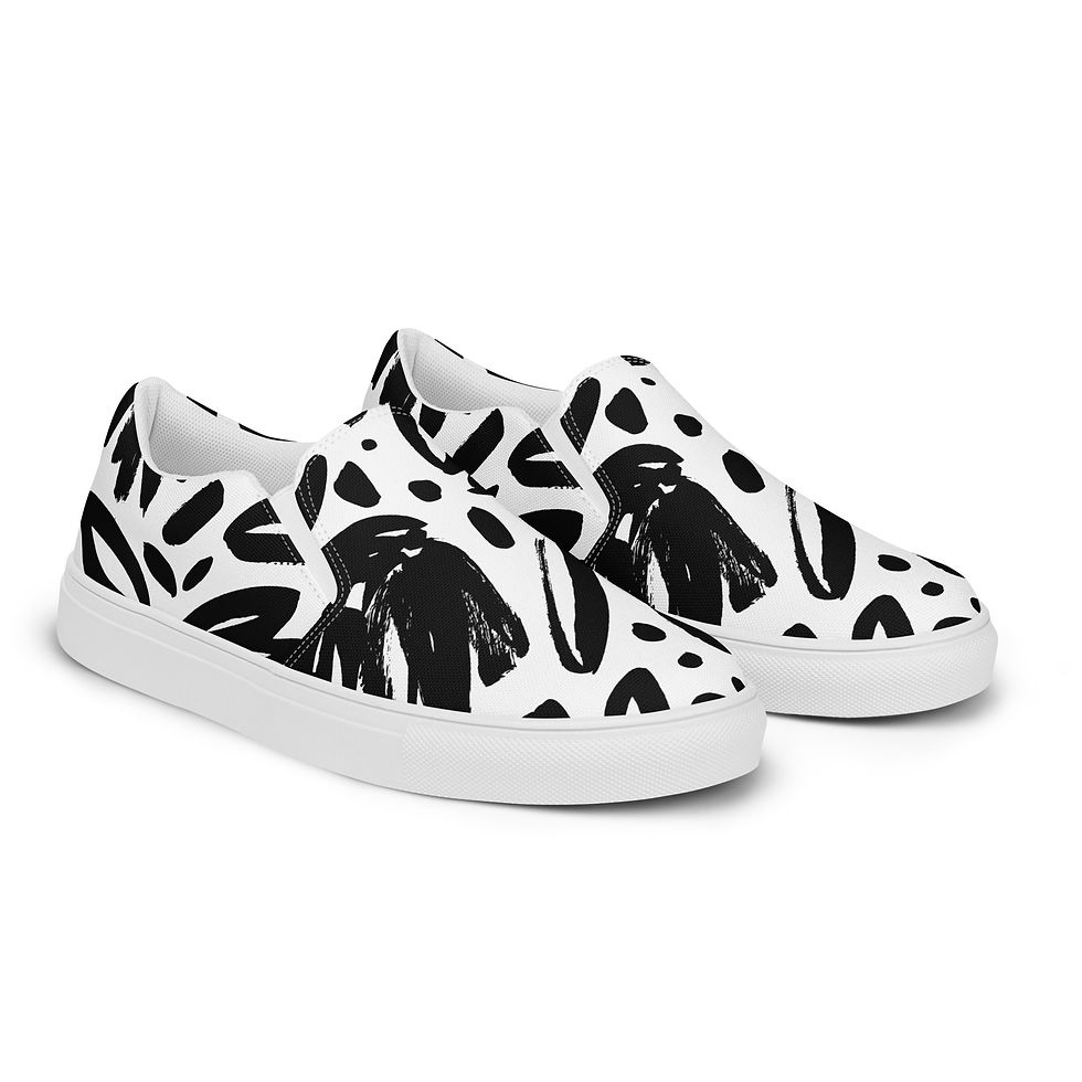 Thumbnail: Black and White - Men’s slip-on canvas shoes